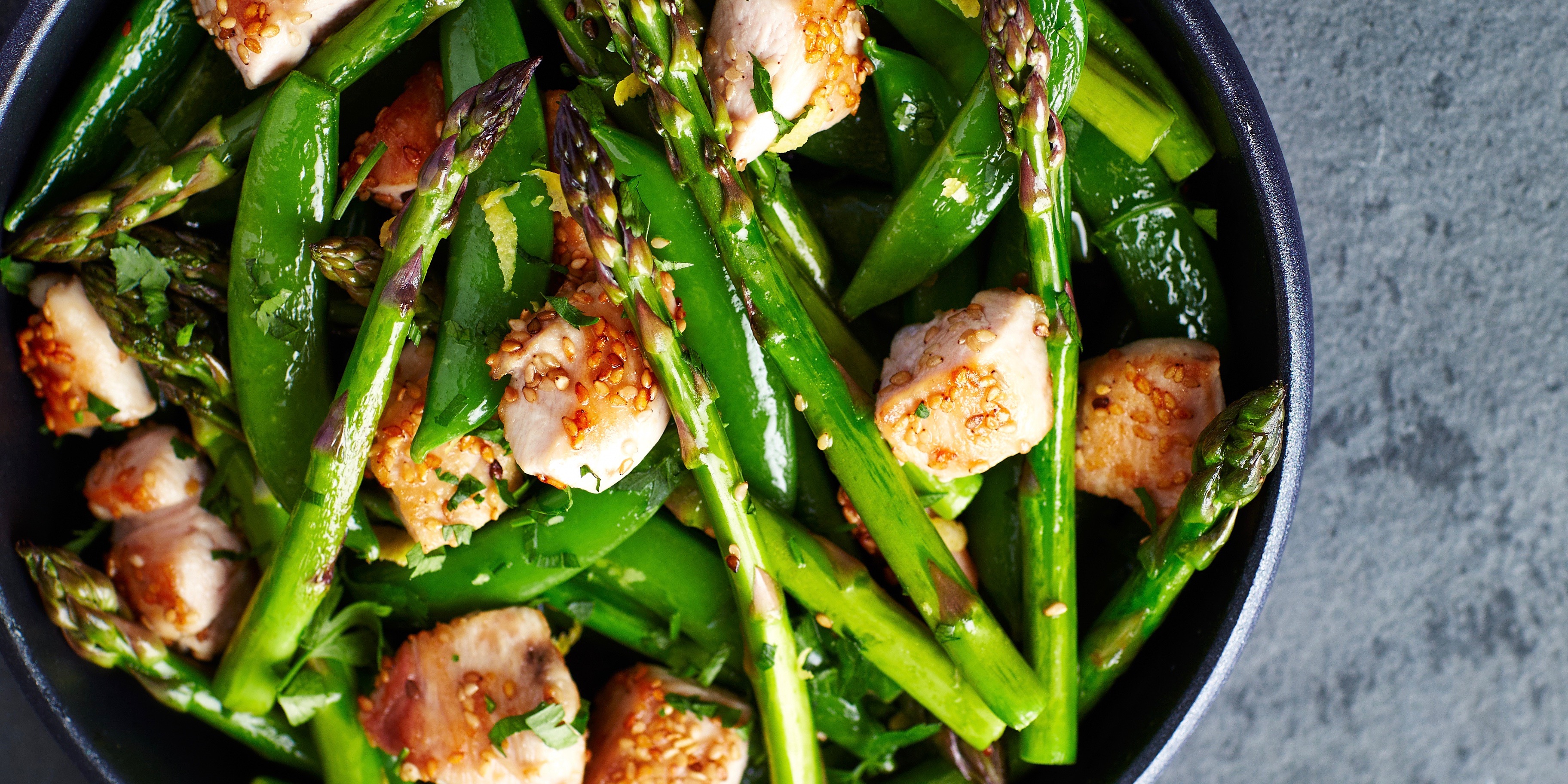 Warm chicken vermicelli salad with Asian greens photo