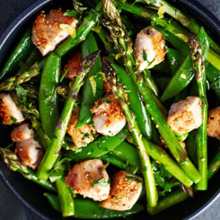 Warm chicken vermicelli salad with Asian greens photo