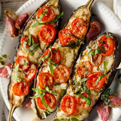 Polenta with roasted tomato & eggplant sauce photo