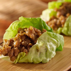 Warm Thai chicken lettuce wraps photo