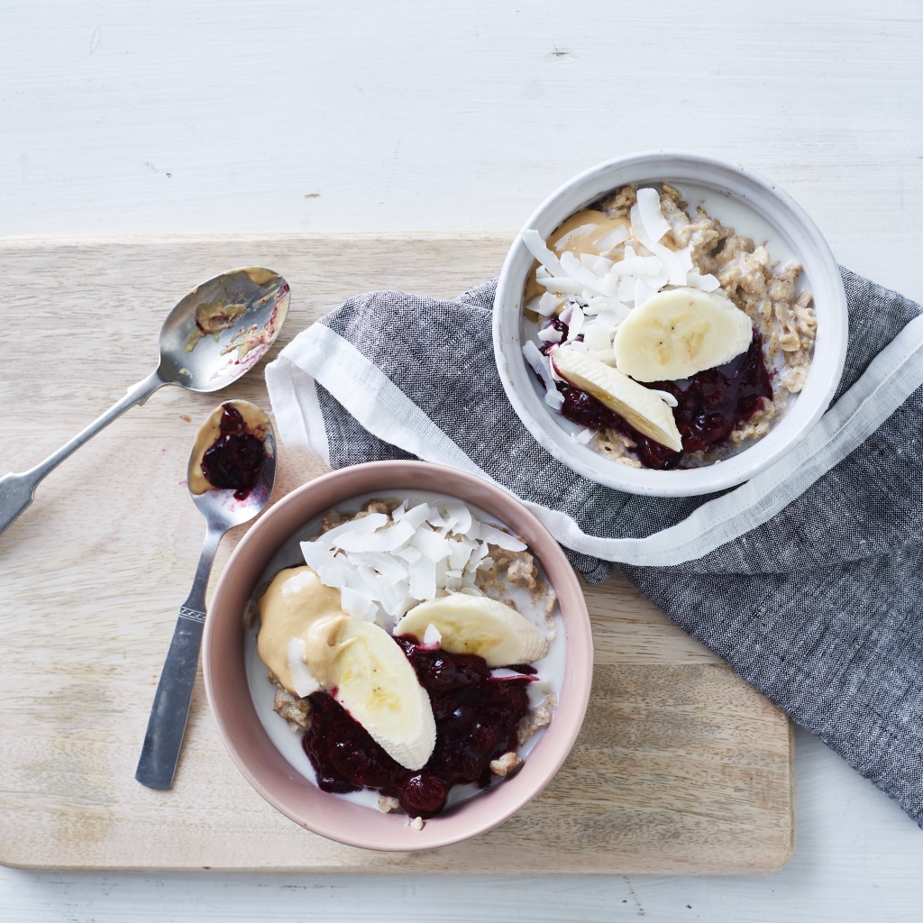 Coconut Banana Porridge with Berry Compote photo