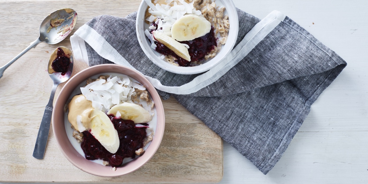 Coconut Banana Porridge with Berry Compote photo