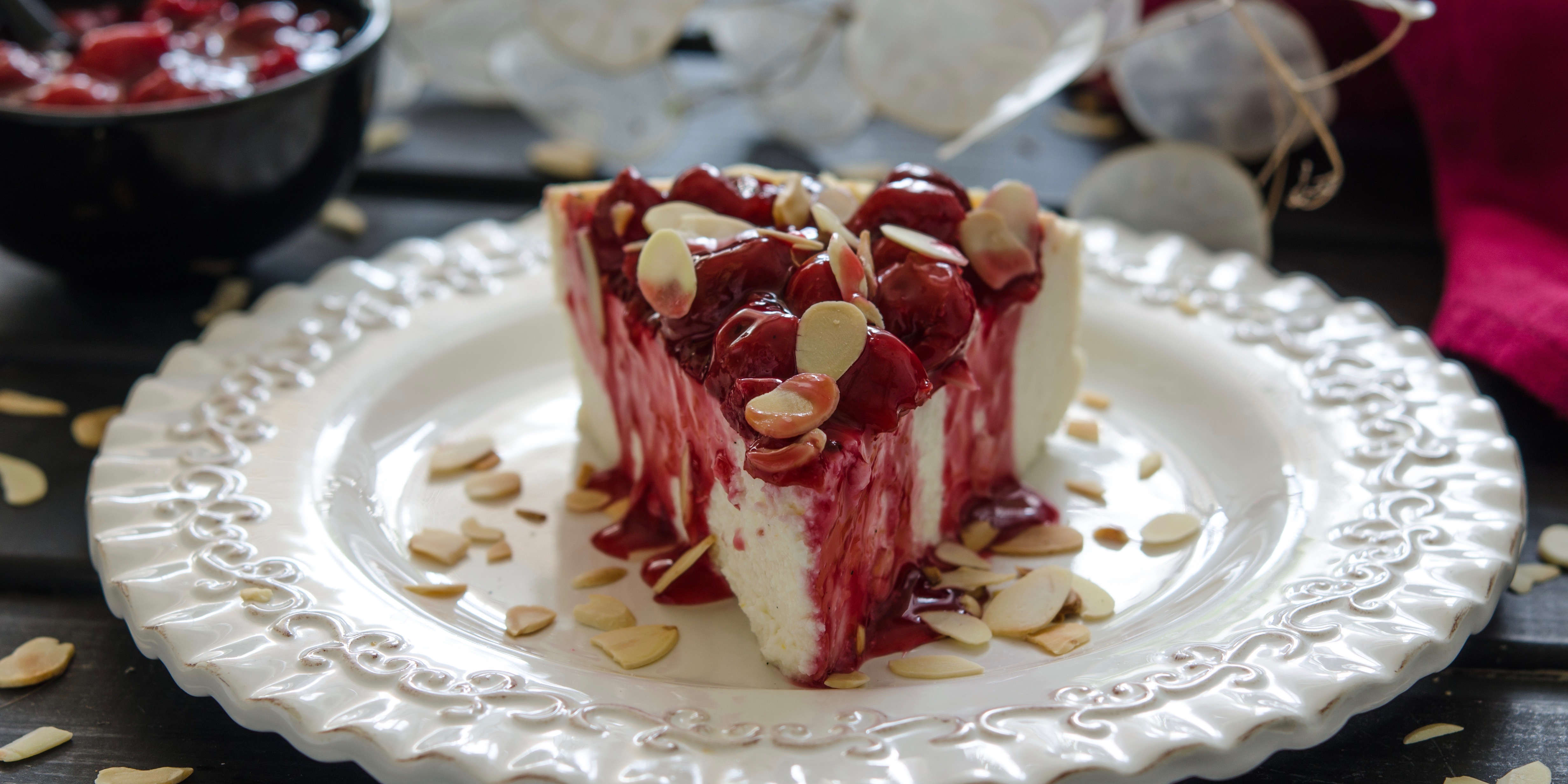 Cranberry and almond protein cheesecake photo